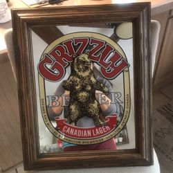 Grizzly Beer Canadian Lager Bar Mirror 16”x18”