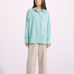 Ethnic Brand Women's Button Down Printed Tunic Shirt With Embellishments, Medium