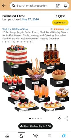 10-Piece Black Acrylic Buffet Risers Set