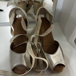 Pinaz  Womens Espadrilles. Size 8  Slip on Wedge Sandals Slides Bow Tie Lace up Open Toe