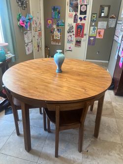 Round Wood Dining Table with Chairs