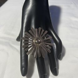 Golden Metal Flower Adjustable Ring 
