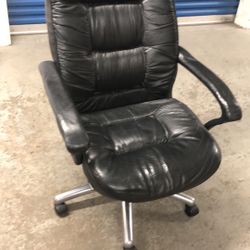 Black real leather office chair