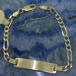 $575 Yellow Gold Figaro ID Link Baby Kid Bracelet
