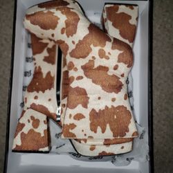 Public Desire Cow print heeled boots size 7
