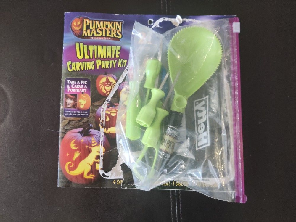 Pumpkin Carving tools with design book , Used only once.