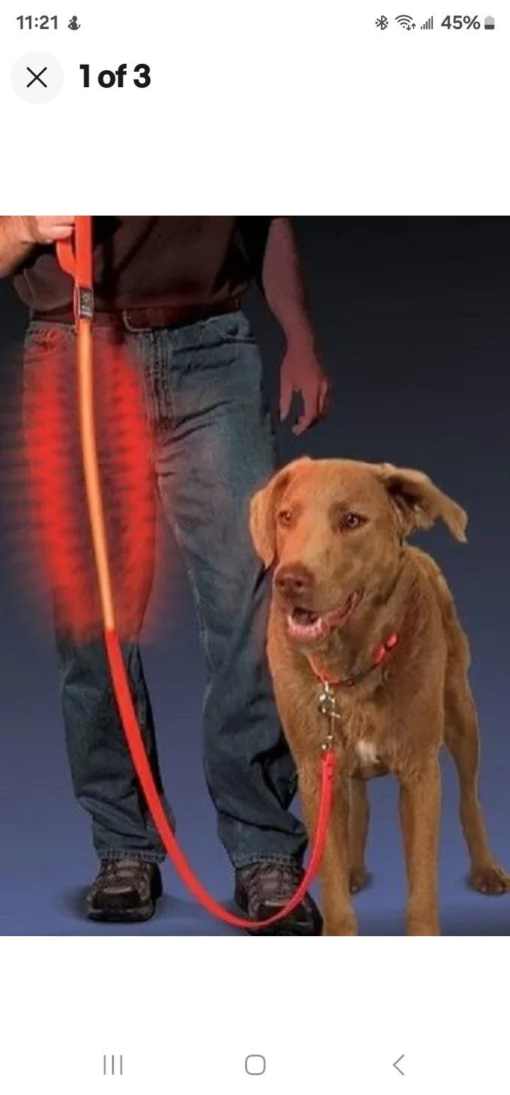 Nite Ize NiteDawg LED Light-Up Dog Leash 5 feet Red with Extra CR 2032 battery, New, Firm , More Than 1 Available 