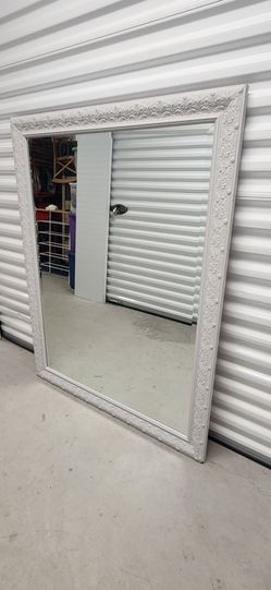 Large Wall Mirror White Ornate Frame