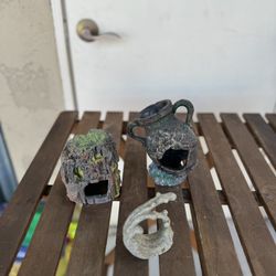 Aquarium Tank Decor, Fish Hide x3