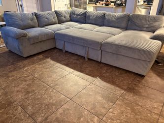 4 piece Corduroy sleeper sectional sofa with Chaise lounge