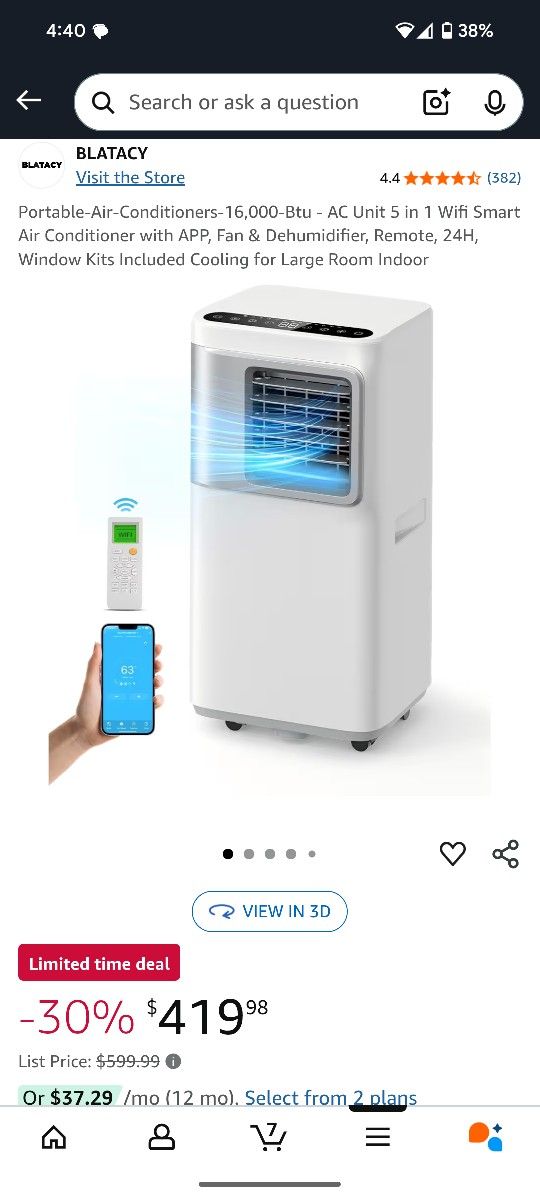 Portable AC With Wifi Remote Control.