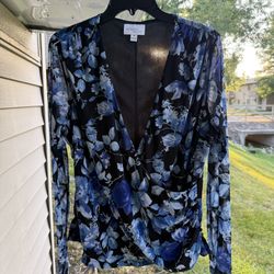 Morgan Taylor Women's V-Neck Floral Blouse 1X