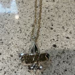 Silver And Gold Stainless Steel Whodat necklace