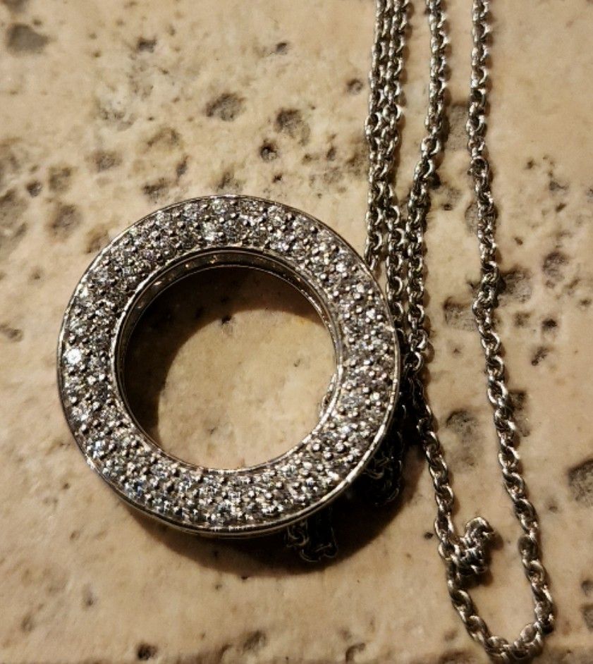 925 Silver Circle Stone Necklace