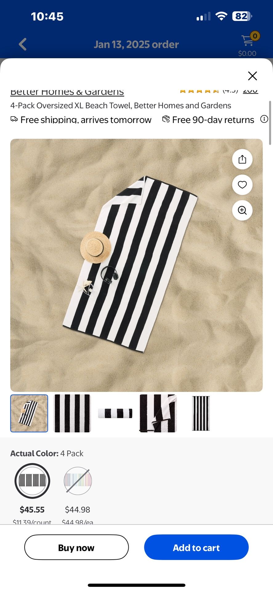 NEW IN PACKAGING, Better Homes & Garden Set Of 4 Oversized Beach Towels.