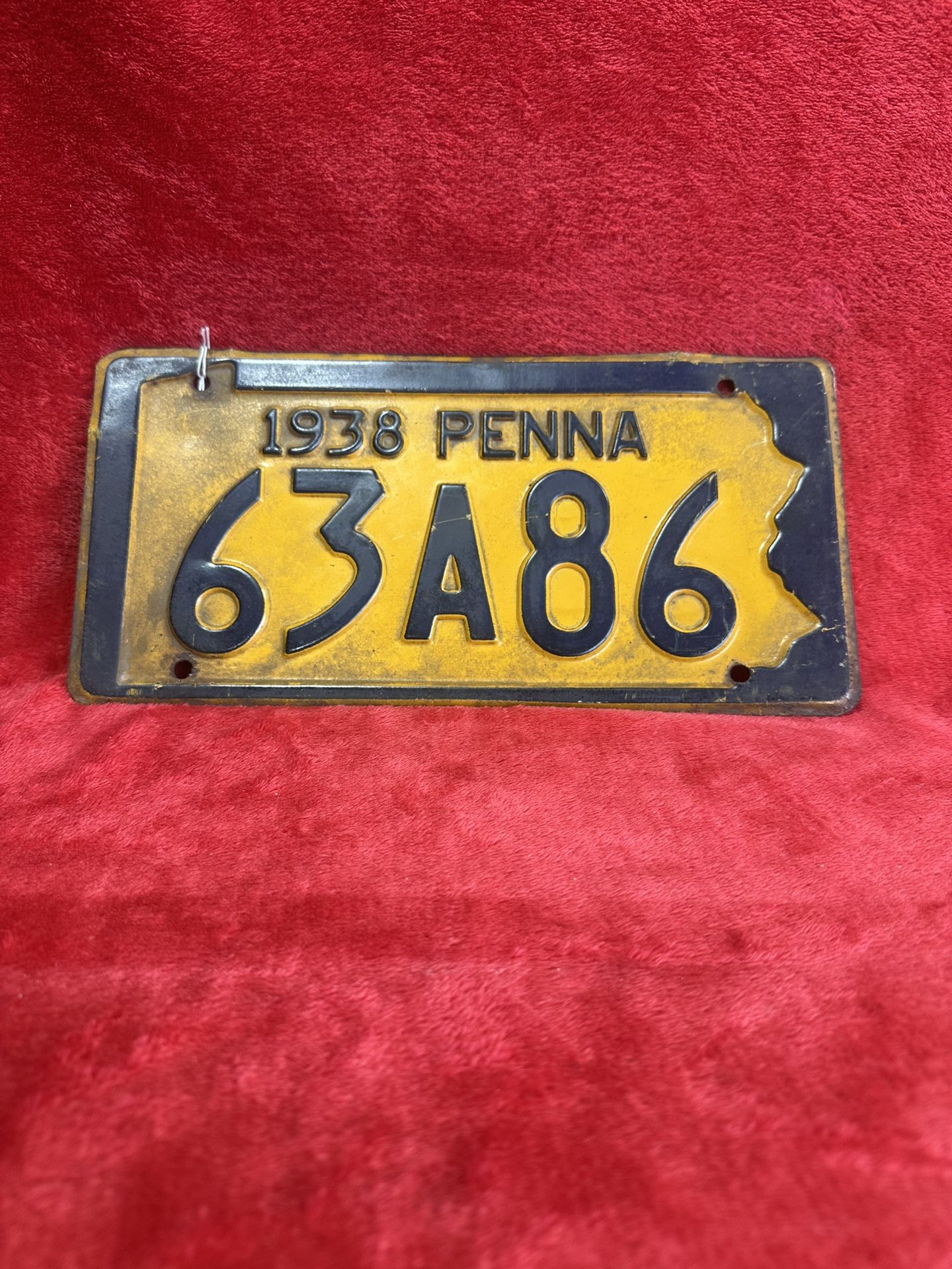 Vintage 1938 Pennsylvania License Plate – Collectible Antique