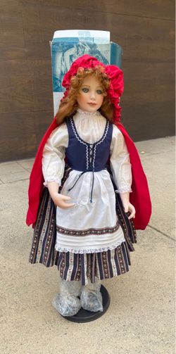 33” Vintage MasterPiece Gallery "Little Red Riding Hood Porcelain Doll Thelma Resch – Limited Edition