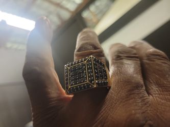 Beautiful  Mens Rind Size 10  3 Carats Of Black Diamonds Heavy 18 K Over Silver