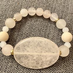 Bohemian Elastic Bracelet With Natural Stones And Glass Beads