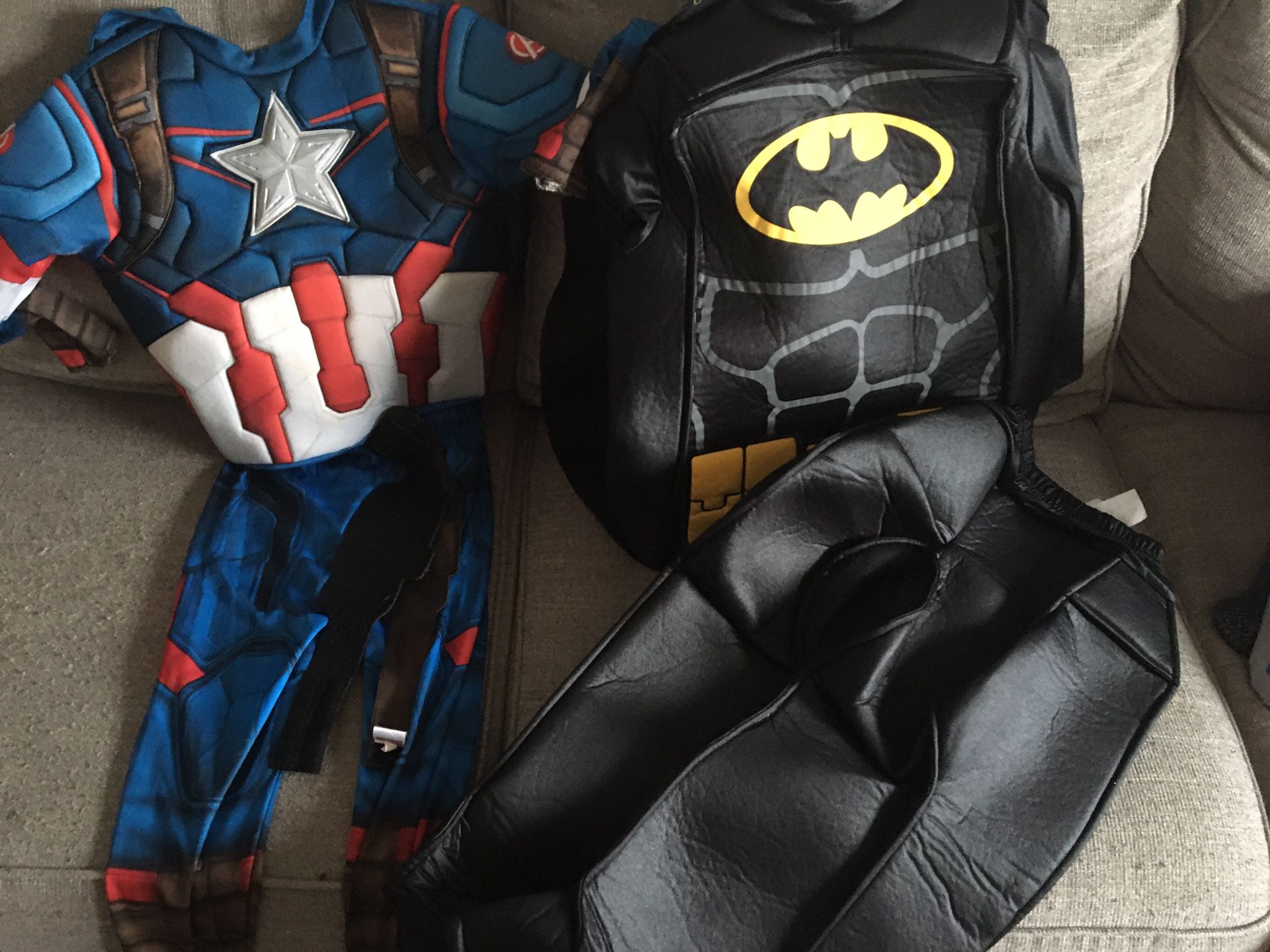 Batman and Captain America costumes