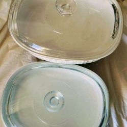 2 LG Corningware French White Casserole Dishes With Lids