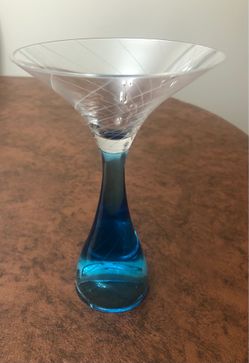 Bombay Sapphire Blue and Clear Swirled Martini glass