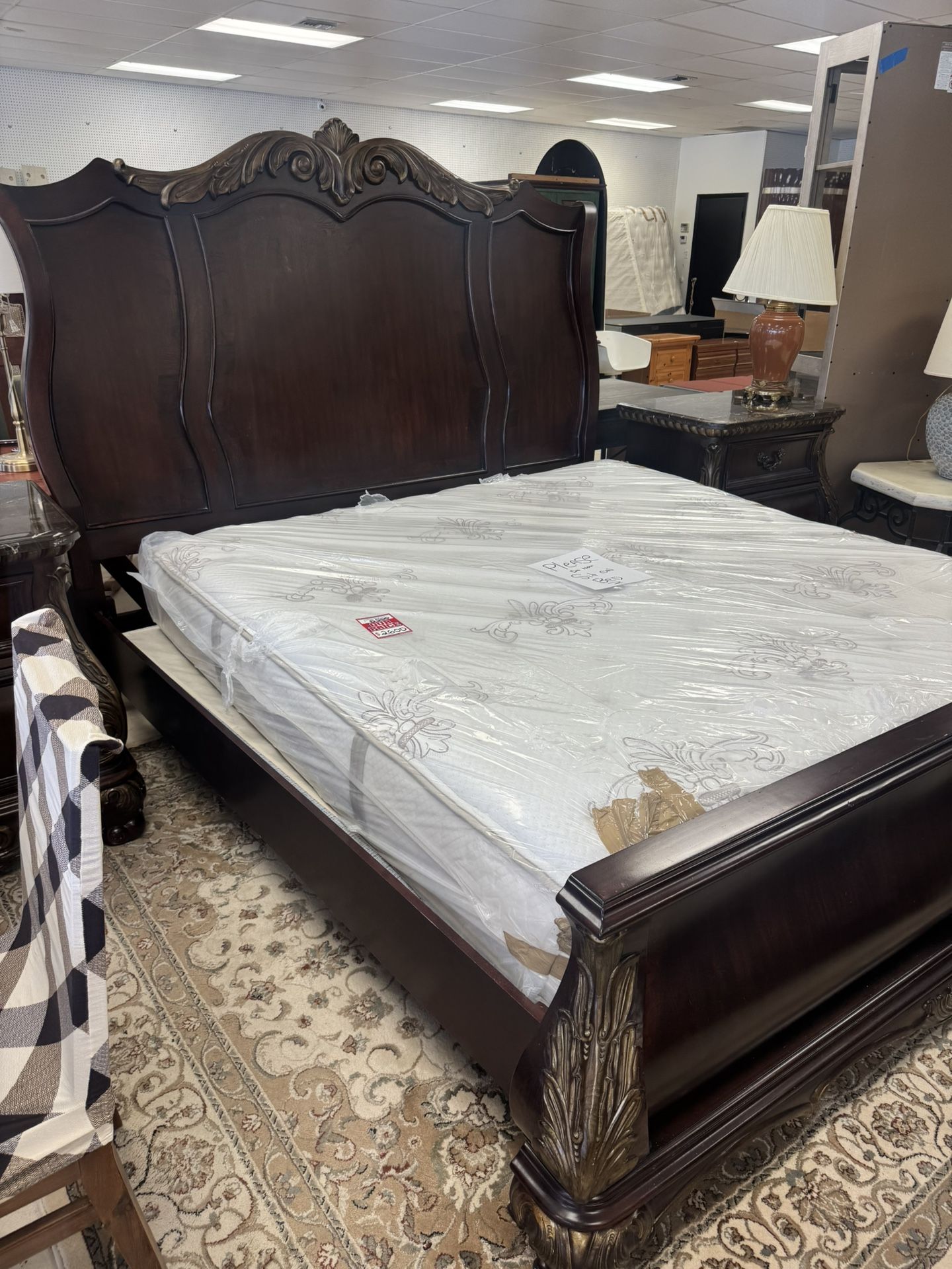 Gorgeous King Bedroom Set With Matching Marble Nightstands - Retail: $3400