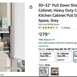 30~32'' Pull Down Shelf for Kitchen Upper Cabinet, Heavy Duty Cabinet Organizer,