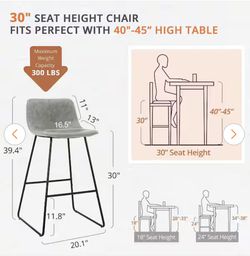 30 in. Brown Faux Leather Bar Stools Metal Frame Counter Height Bar Stools (Set of 2)