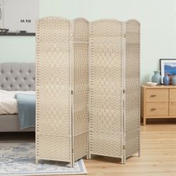 Folding Room Divider Screen 4 Panel 6' Tall Privacy Screen