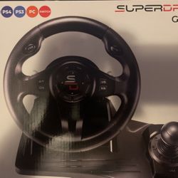 Gaming  steering wheel and pedals 