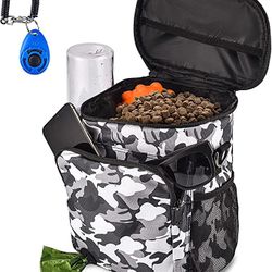 LUKITO Dog Treat Pouch with Large Capacity, Multi-Pocket Pet Training Bag with XL Shoulder Strap, Belt and Belt Clip, Poop Bag Dispenser, Dog Clicker 