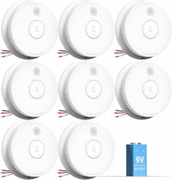 SITERWELL GS562A 8-Pack Hardwired Interconnected Smoke Alarms UL217 9V | New, Sealed