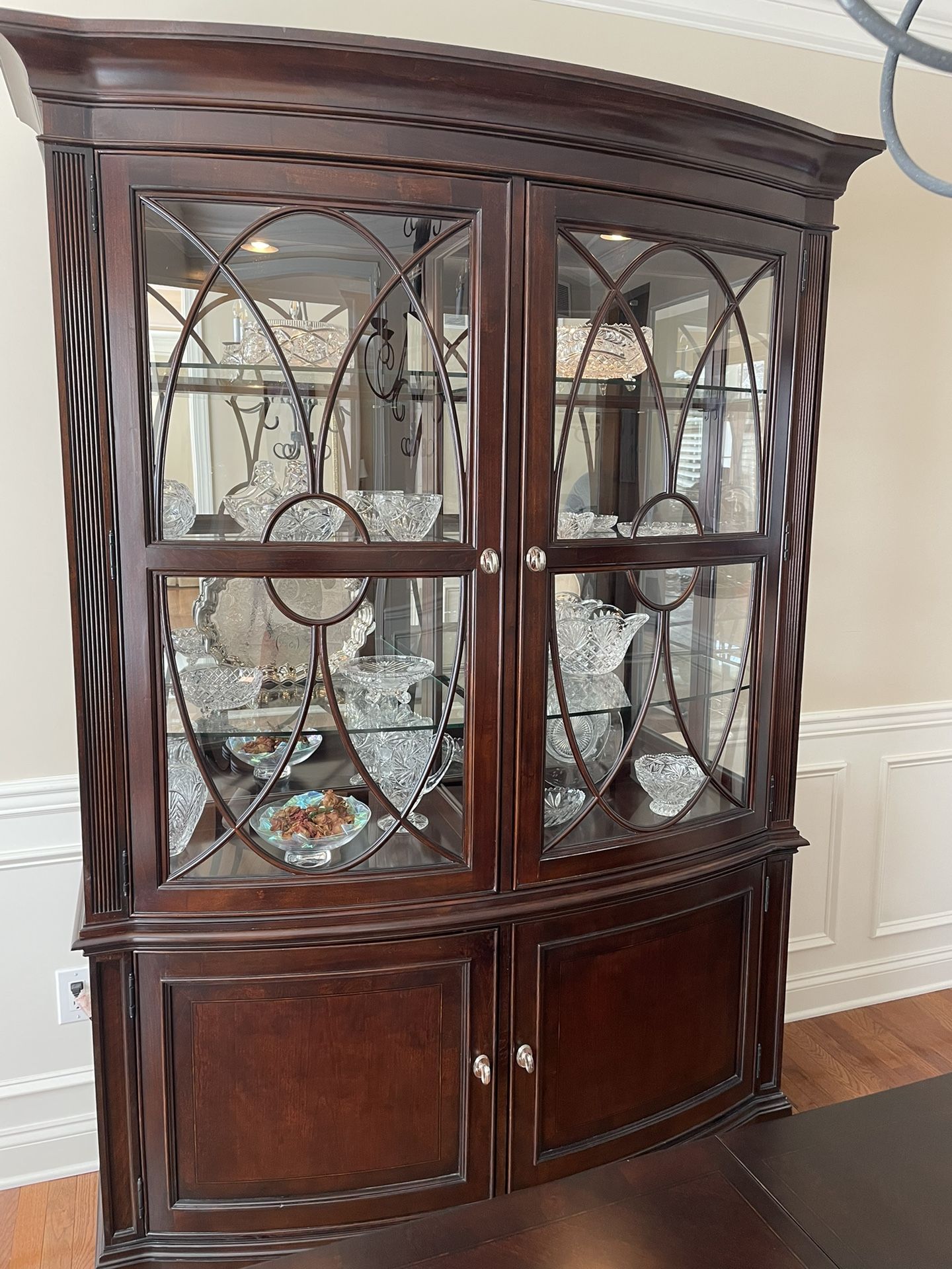 Like New Cherry Modern Style Wood China Cabinet And Hutch