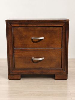 Brown Wood 2-Drawer Nightstand