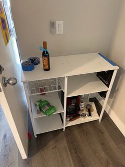 White Multi-Tier Bar Cart / Kitchen Storage Cart — Great Condition