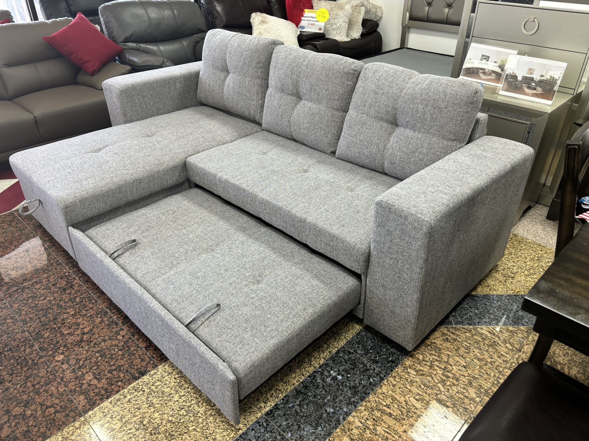 DIFFERENT COLORS! AWESOME PULLOUT SOFA WITH STORAGE CHAISE! DELIVERY TODAY! AWESOME DEAL! WOW!