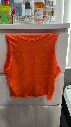 Orange Ribbed Crop Tank Top