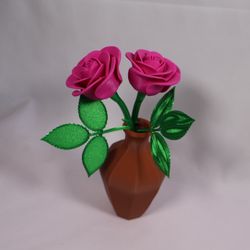 Mini Artificial Rose Flowers with Vase