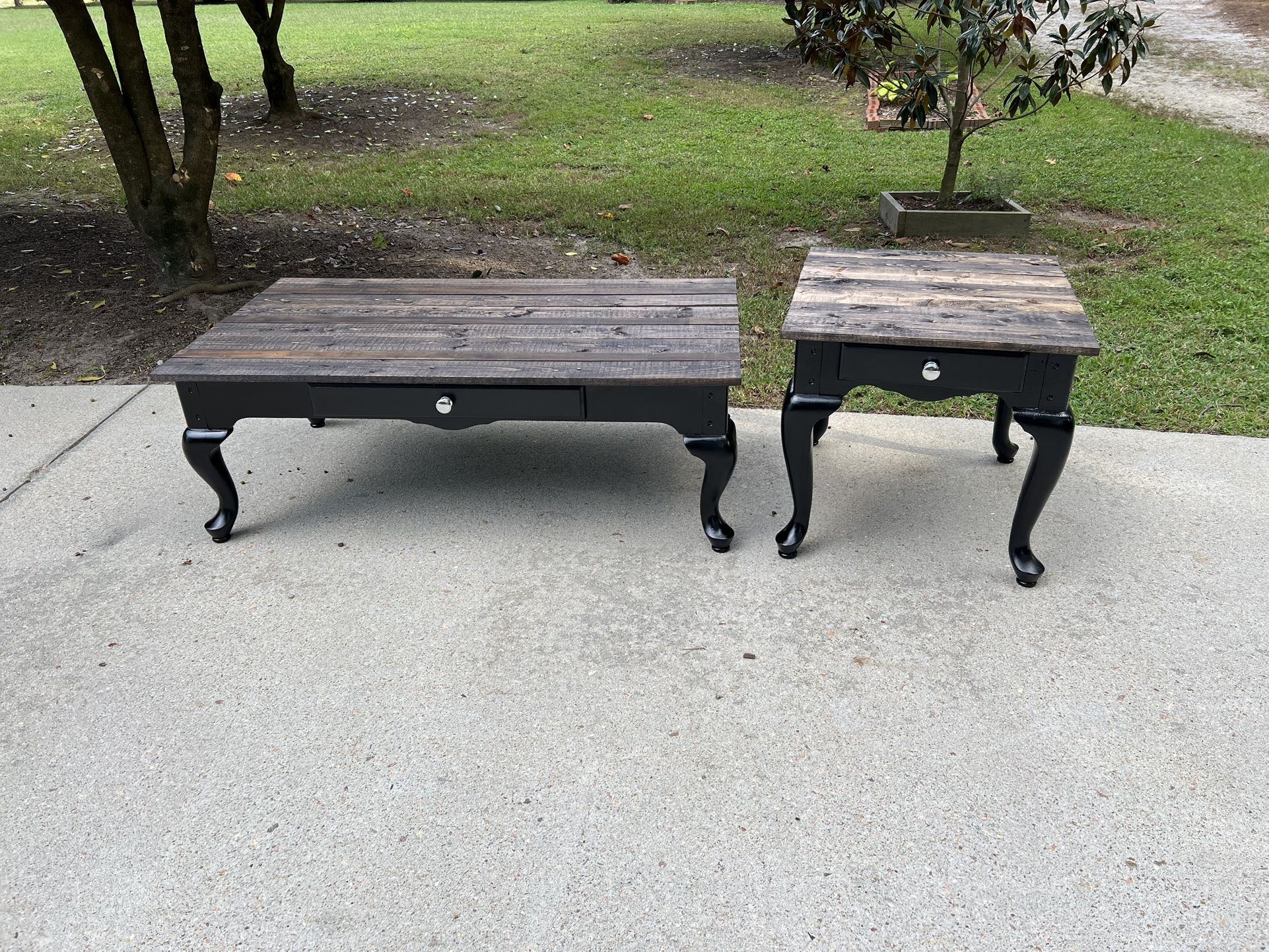 Upcycled Queen Anne Style Farmhouse Coffee and End Table Set