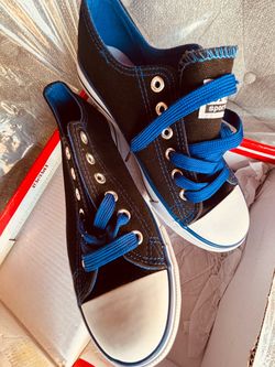 Back and blue sports shoes