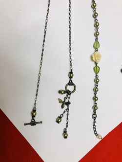 Antique Metals Olive Pearl Lariat with Bracelet & Earrings