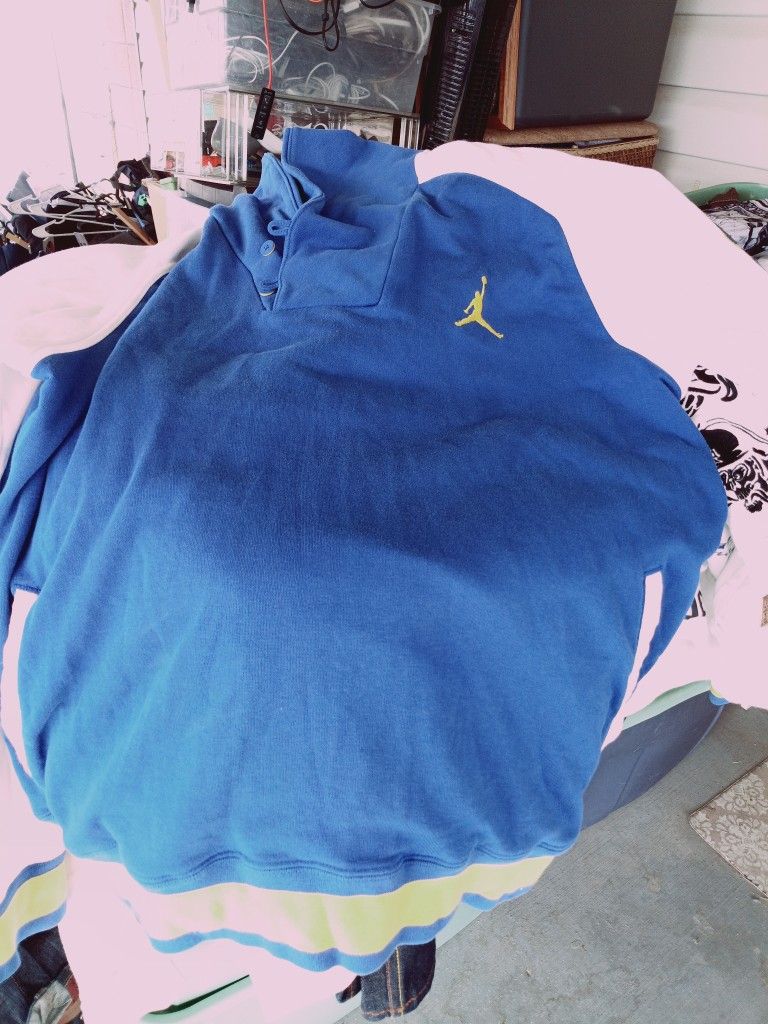 Jordan Vintage Y2K Sweatshirt 2XL Light Blue/Yellow/White Pullover