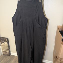 Black Linen Overalls Size XL 