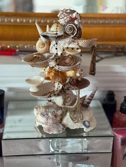 Handmade Seashell Jewelry Holder Tower