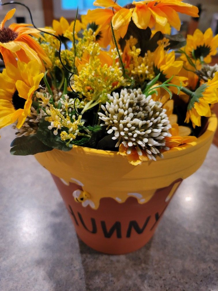 Sunflower Pot All Year Long ,artificial Honey Pot Flower Arrangements