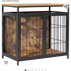 New In Box Dog Crate Furniture Wooden Dog Cage with Three Doors, Indoor Kennel Furniture Style End Table Dog Crates for Small Dogs

