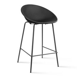 Contemporary Modern Barstool Metal Frame with Breathable Perforated Egg Shaped Seat for Indoor/Outdoor Use