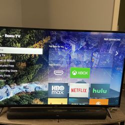 50 Inch Roku Smart Tv + Soundbar & Subwoofer 