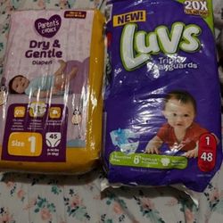 New diapers, sizes one 5 inch